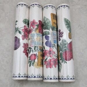 Lot of 4 Vtg 80s Eisenhart Wallpaper Fruit Floral 8.25" x 15 ft Border KB18754